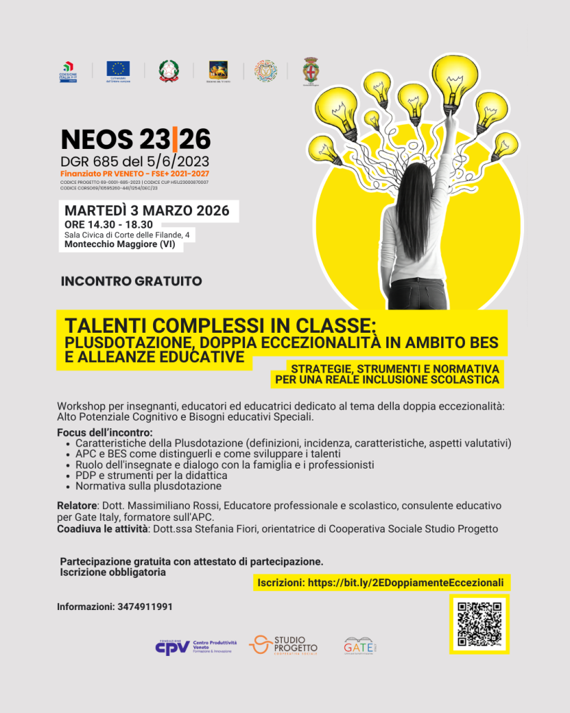 TALENTI COMPLESSI IN CLASSE: PLUSDOTAZIONE, DOPPIA ECCEZIONALITÀ IN AMBITO BES E ALLEANZE EDUCATIVE. In